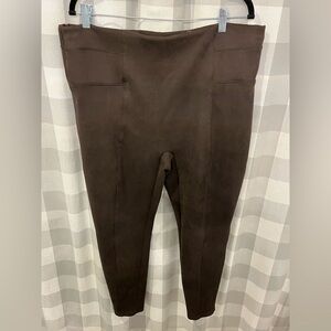 SPANX  Faux Suede Chocolate Brown Faux Suede Leggings Size 2X